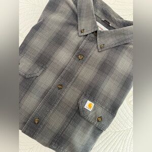 Carhartt Men's Gray Checkered Shirt-Size XXL
